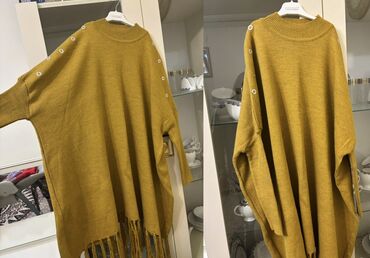 женские вязаные кофты: - Məhsul: Trikotaj ponço-sviter - Rəng: Xardal/sarı-mustard - Dizayn