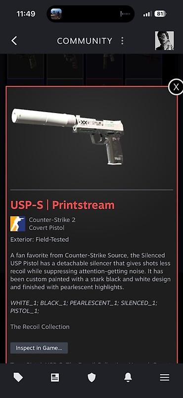 кастомная: USP-S | Printstream — скин для Counter-Strike 2 (Covert Pistol) - — 1