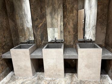 Çanaqlar, tülpanlar: Mərmər effektli inteqrə lavabolar və vanna otağı tezgahları - — 9