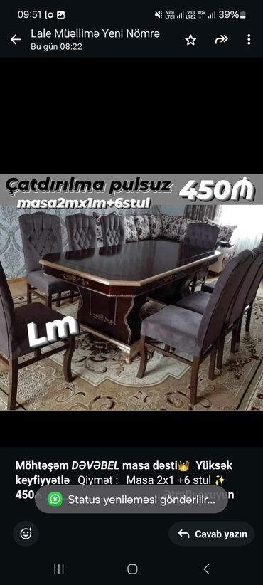 taxta masa: *Möhtəşəm _DƏVƏBEL_ masa dəsti*👑 *Yüksək keyfiyyətlə* Qiymət : Masa