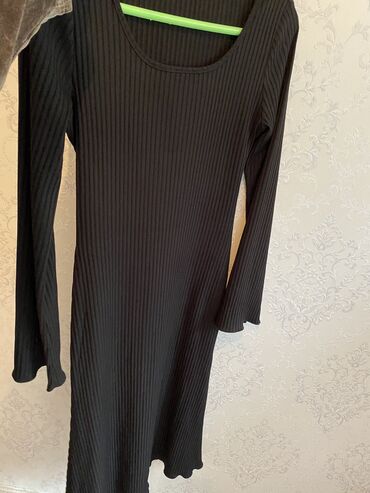 платья черная: Повседневное платье, Осень-весна, Длинная модель, Лапша, M (EU 38)