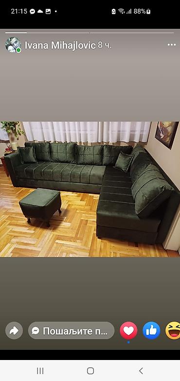 veliki cipelarnik: Ugaona smaragdno zelena garnitura na razvlačenje,jako kratko — 4