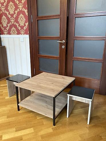 mdf panel: Kvadrat kofe masası və 2 ədəd tabure dəsti - Dizayn: Minimalist və — 4