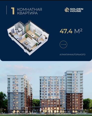 Продажа квартир: 1 комната, 47 м², Элитка, 5 этаж, ПСО (под самоотделку)