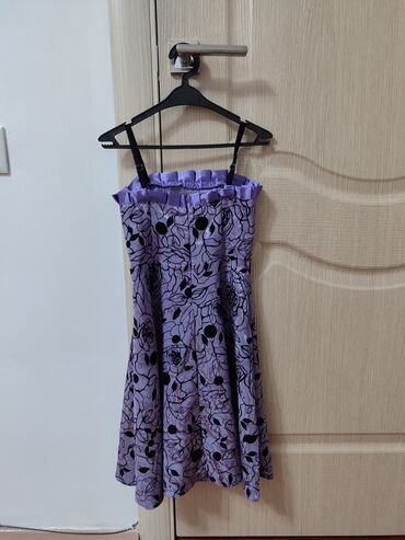 рубашка на девочку 10 лет: Детское платье, цвет - Фиолетовый, Б/у