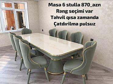 desmalar: Masa və 6 stuldan ibarət dəst - Modern dizaynlı düzbucaqlı masa — 2