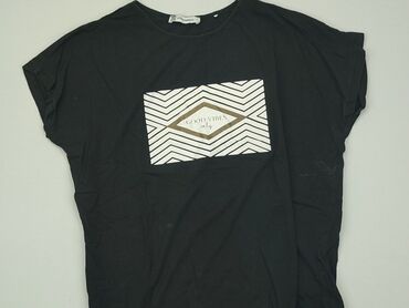 t shirty czarne z nadrukiem: T-shirt, L, stan - Dobry