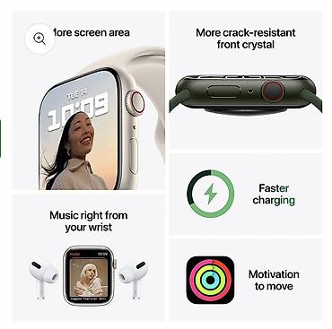 Apple Watch: Умные часы Apple Watch Series 7, алюминий, светлый ремешок - — 4