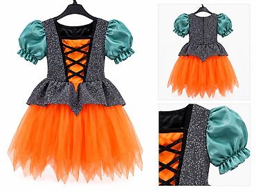 KMT Halloween kostim veštice – narandžasto-sivo-zeleni HW-040