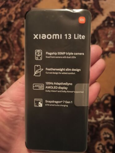 xiaomi 13 qiyməti: Xiaomi 13 Lite, 128 GB, rəng - Qara, 
 Zəmanət, Sensor, İki sim kartlı