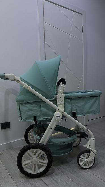 Коляски: Детская коляска Mige 2-в-1 (прогулочный блок и люлька), бирюзовый — 4