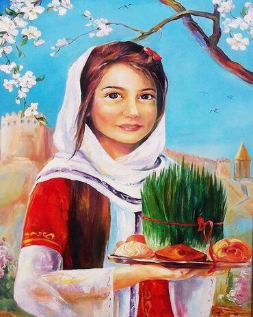 novruz bayramına aid rəsm: Novruz bayramına aynaların bəzədilməsi