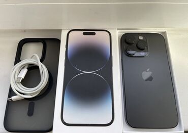 корпус телефона: IPhone 14 Pro, Б/у, 512 ГБ, Black Titanium, Чехол, Кабель, Коробка, 100 %