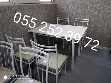 Masa və oturacaq dəstləri: Qonaq otağı üçün, Yeni, Açılmayan, Dördbucaq masa, 10 stul — 8