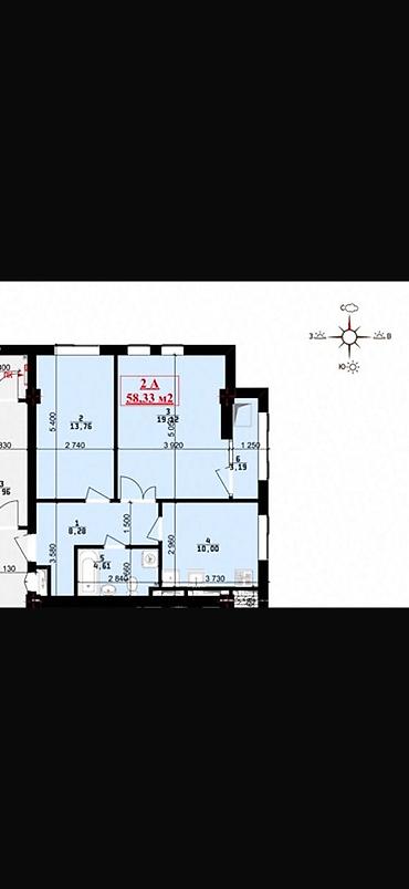 квартиры гес 2: 2 комнаты, 58 м², Юнусалиева/Суванбердиева 12 этаж — 1