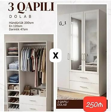 Dolablar: 3 qapılı paltar dolabı - Ölçülər: hündürlük 200 sm, en 120 sm — 1