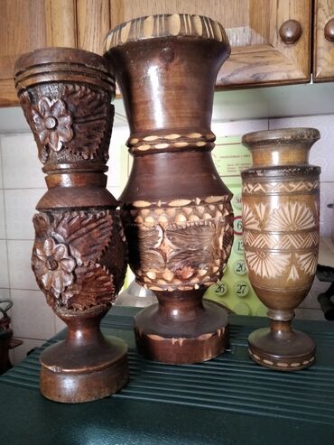 sto i stolice: Vase, Wood, color - Brown, Used