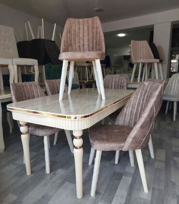 Masa və oturacaq dəstləri: Qonaq otağı üçün, Yeni, Açılan, Kvadrat masa, 6 stul