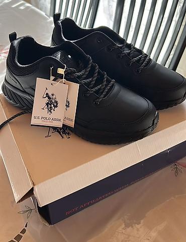 nike air force 1: US Polo Assn. kişi idman ayaqqabısı – tam qara - Model: aşağı boğaz — 1