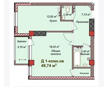 49: 1 комната, 49 м², Элитка, 10 этаж, ПСО (под самоотделку) — 1