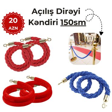 Təhlükəsizlik sistemləri: AÇILIŞ DİRƏYİ KƏNDİRLƏRİ MAVİ və QIRMIZI, 150sm, HÖRÜKLÜ və VELVET