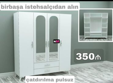 Qaşıqlar: Düz dolab, Yataq otağı üçün, Paltar üçün, Açılan, 4 qapılı