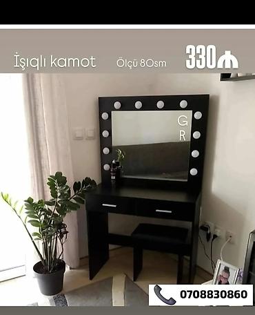 Komodlar: İşıqlı kamod – ölçü 80 sm. - Geniş güzgü ətrafında dairəvi LED — 1