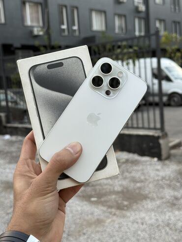 купить айфон 15 про макс бишкек: IPhone 15 Pro, Жаңы, 128 ГБ, White Titanium, Куту, 87 %
