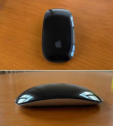 komputer işlənmiş: Apple Magic Mouse 2 (Model: A1657) – qara üst səth, alüminium altlıq — 2