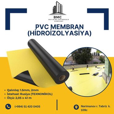 Digər tikinti materialları: PVC Membran - Təməl və Dam izolyasiyası İstifadə yerinə görə fərqli