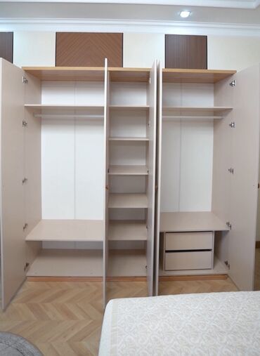 Спальные гарнитуры: Спальный гарнитур, Двуспальная кровать, ДСП, цвет - Бежевый — 6