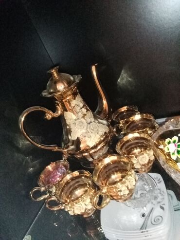 cay destleri: Çay dəsti, rəng - Qızılı