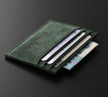 Portmone, pulqabıları: Minimalist kart-holder cüzdan - Material: yumşaq süet toxuması, incə — 1