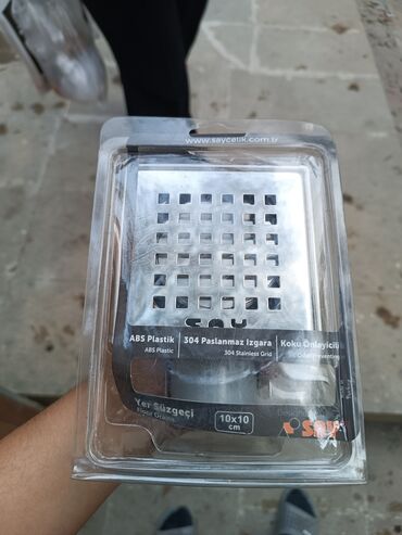 Duş başlıqları: Say Çelik yer süzgəci – 10x10 sm - Material: korpus ABS plastik, üst