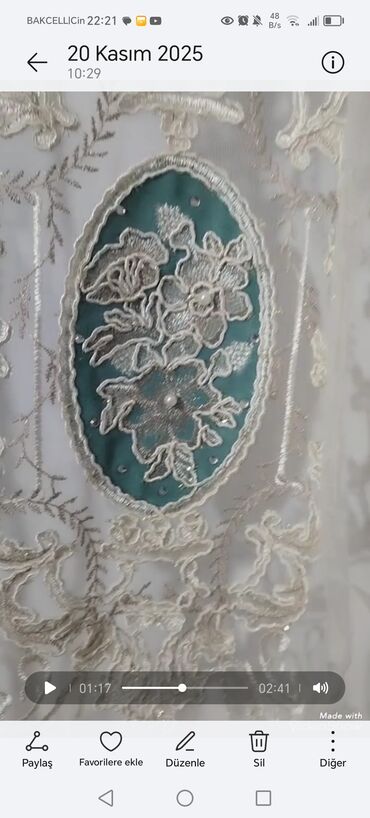 Pərdə və tüllər: İşlənmiş, Vilyur Pərdə, rəng - Ağ, Ödənişli çatdırılma — 12