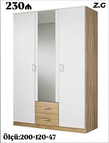sabalid agaci: Üç qapılı paltar şkafı – güzgülü model - Ölçü: 200 × 120 × 47 sm - — 1