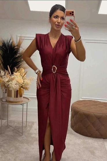 Haljine: Elegantna midi/maksi haljina sa V-izrezom i lagano podignutim — 2