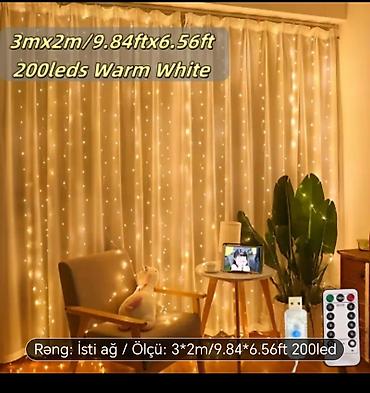 akvarium satisi: Məhsul: LED pərdə işıqları - Rəng: İsti ağ (Warm White) - LED sayı — 1
