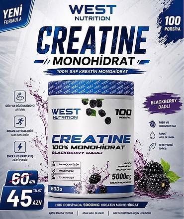 idman desti: WEST Nutrition Creatine Monohidrat – 100% saf kreatin monohidrat — 1