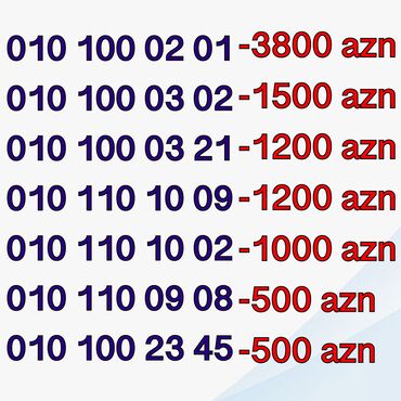 SİM-kartlar: Nömrə: ( 010 ) ( 1000201 ), Yeni