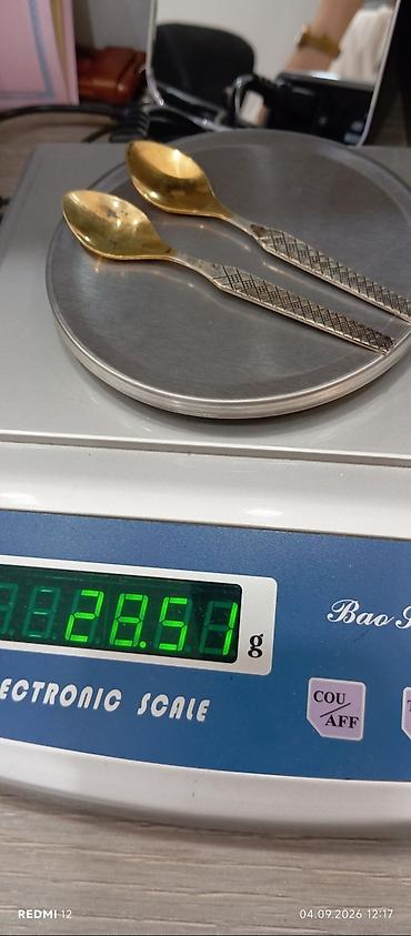 monstera bitkisi: Məhsul: 875 əyarlı gümüş çay-servis dəsti (qızılı örtüklü qaşıq — 3