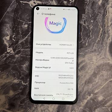 mate 20: Honor View 20, Б/у, 256 ГБ, цвет - Синий, 2 SIM — 3