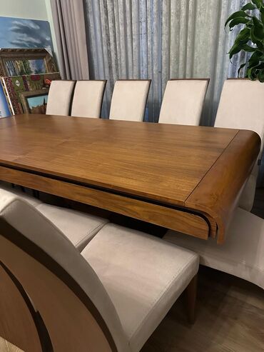 Masa və oturacaq dəstləri: Qonaq otağı üçün, Açılan, Dördbucaq masa, 12 stul — 3