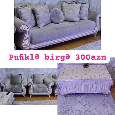 Divan + 2 kreslo + pufik dəst - Rəng: açıq boz/mavi tonlarda - lalafo.az -da Divan + 2 kreslo + pufik dəst - Rəng: açıq boz/mavi tonlarda -