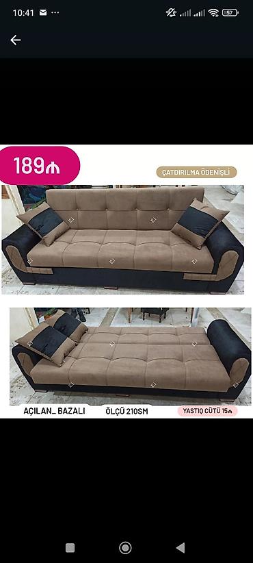divanar: Açılan-bazalı divan - Rəng: qəhvəyi və qara ikirəng kombinasiyası - — 1