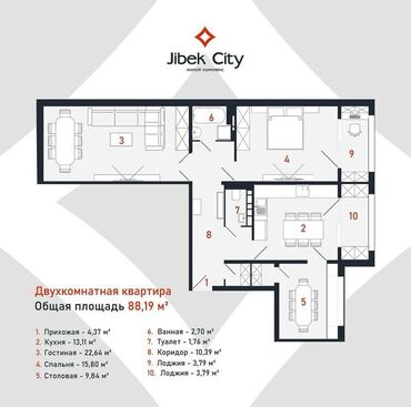 квартира в рабочий городок: 3 комнаты, 89 м², Элитка, 4 этаж