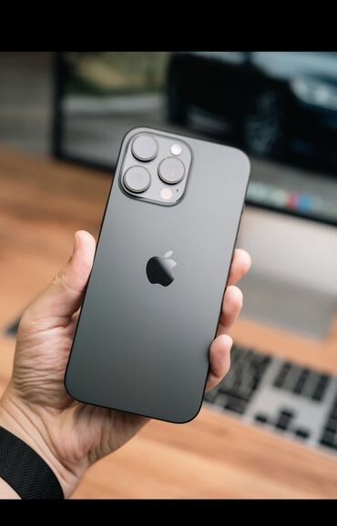 кызыл кыя телефон: IPhone 16 Pro Max, Колдонулган, 256 ГБ, Black Titanium, Коргоочу айнек, Кабель, 100 %