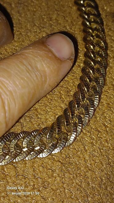 Aksesuarlar: Qızılı rəngli zəncir - Kütləvi “Cuban/korçiye” tipli halqa dizaynı — 3