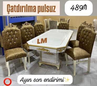 Masa və oturacaq dəstləri: Qonaq otağı üçün, Yeni, 6 stul