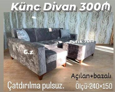 Divanlar: Künc divan, Yeni, Açılan, Bazalı, Parça, Şəhərdaxili pulsuz çatdırılma